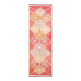 Pink & Red Vintage Turkish Runner Rug, 95x294Cm
