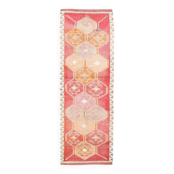 Pink & Red Vintage Turkish Runner Rug, 95x294Cm