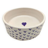 Ceramic bowl with small blue hearts and lead-free paint