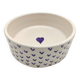 Ceramic bowl with small blue hearts and lead-free paint