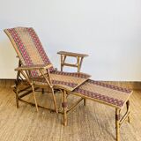 Ancienne chaise longue Art déco en rotin et osier