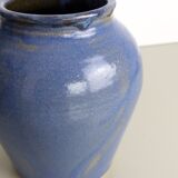 Blue and beige ceramic vase signed
