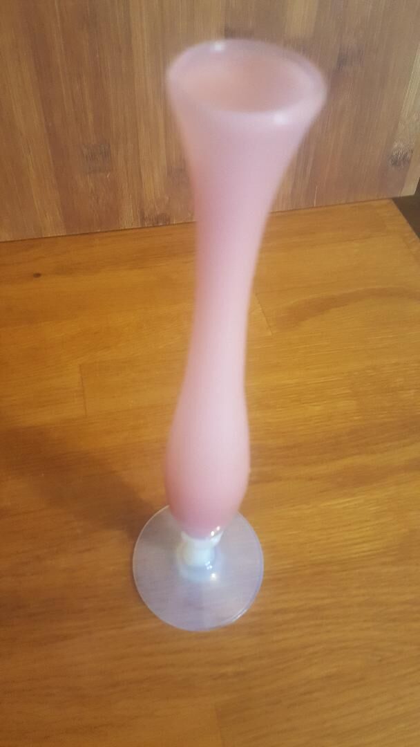 Vintage pink opaline soliflore vase Height 24 cm