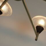 6-light mid century CHANDELIER pendant light glass aluminum and metal earyl 1960s