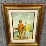 Oil on panel signed and dated 1943 "the walk"