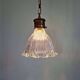 Art Deco Holophane pendant light in clear grooved glass, 1920-30