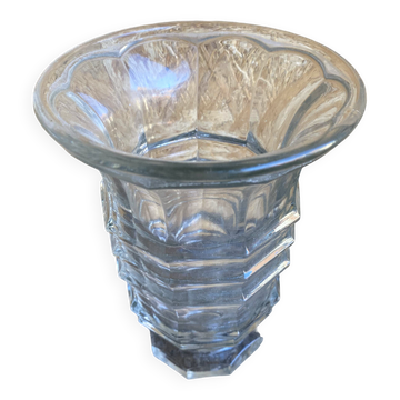 Vintage 1970s Moulded Glass Vase Made in France #D973