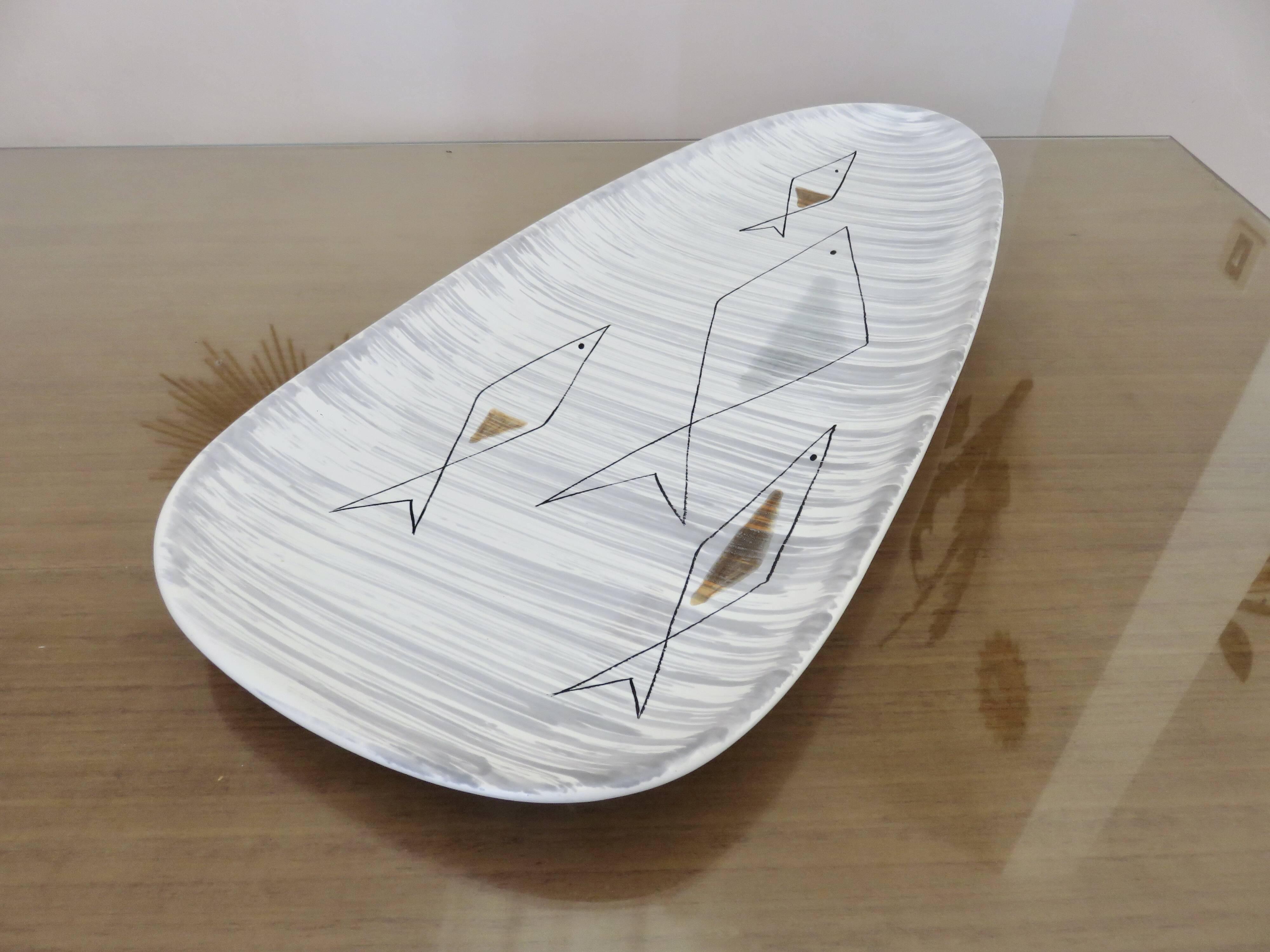 Free-form ceramic "fish" dish, modernist 1960