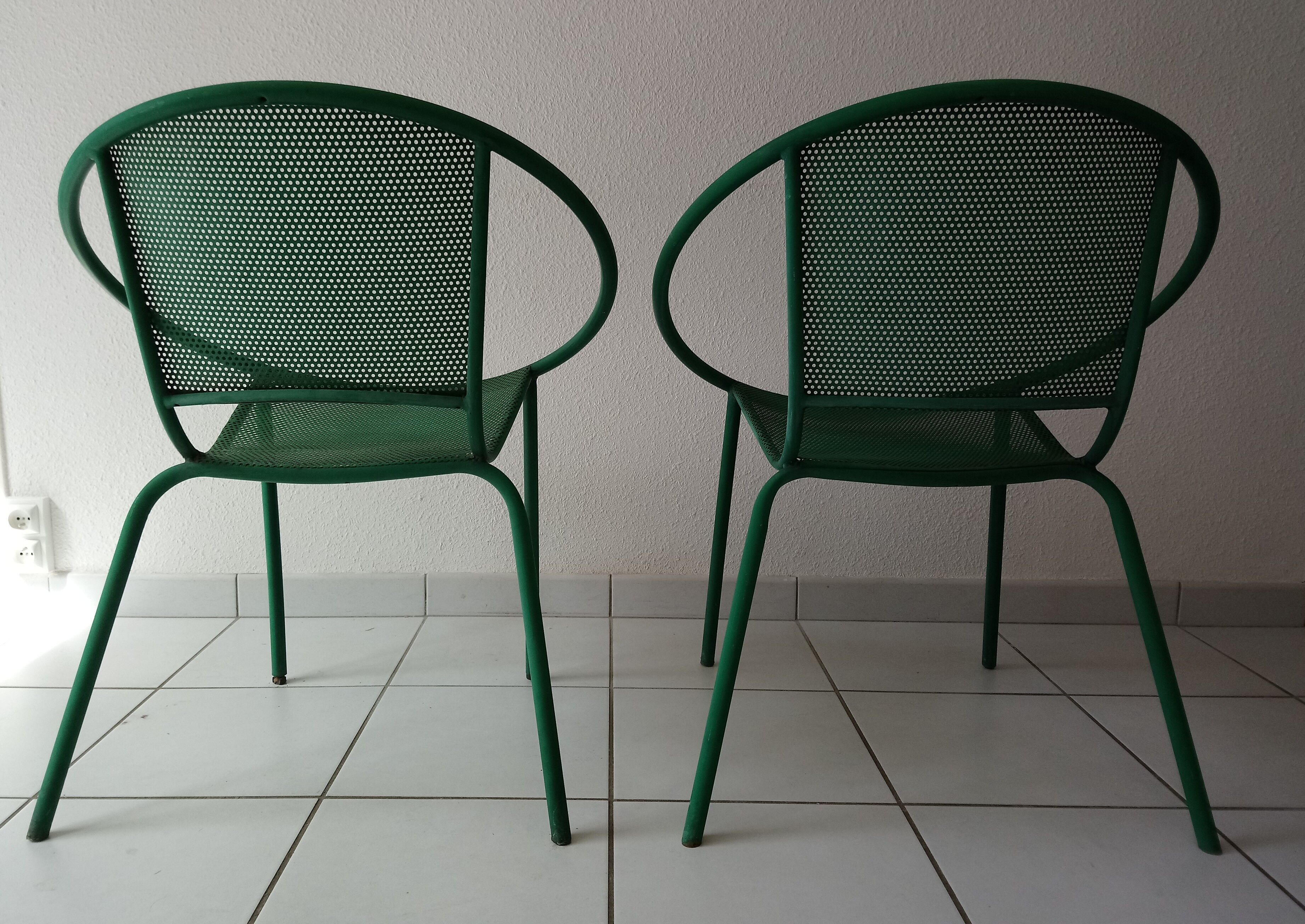 Pair of chairs half moon garden 80s Italian design