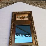 Wooden mirror with floral composition