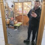 Art Deco gilded trumeau, bevelled mirror