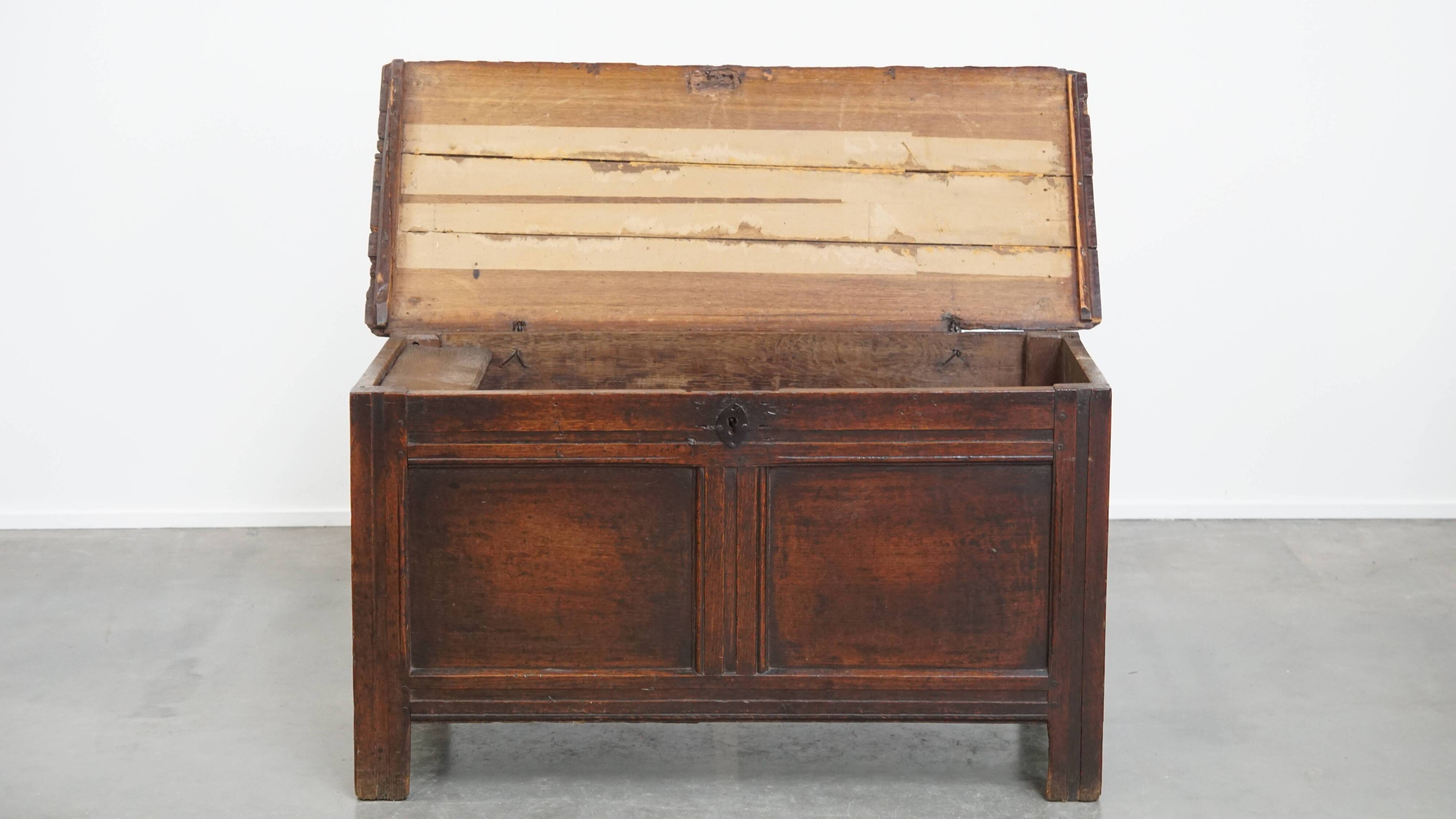 Antique 17th-century English oak chest