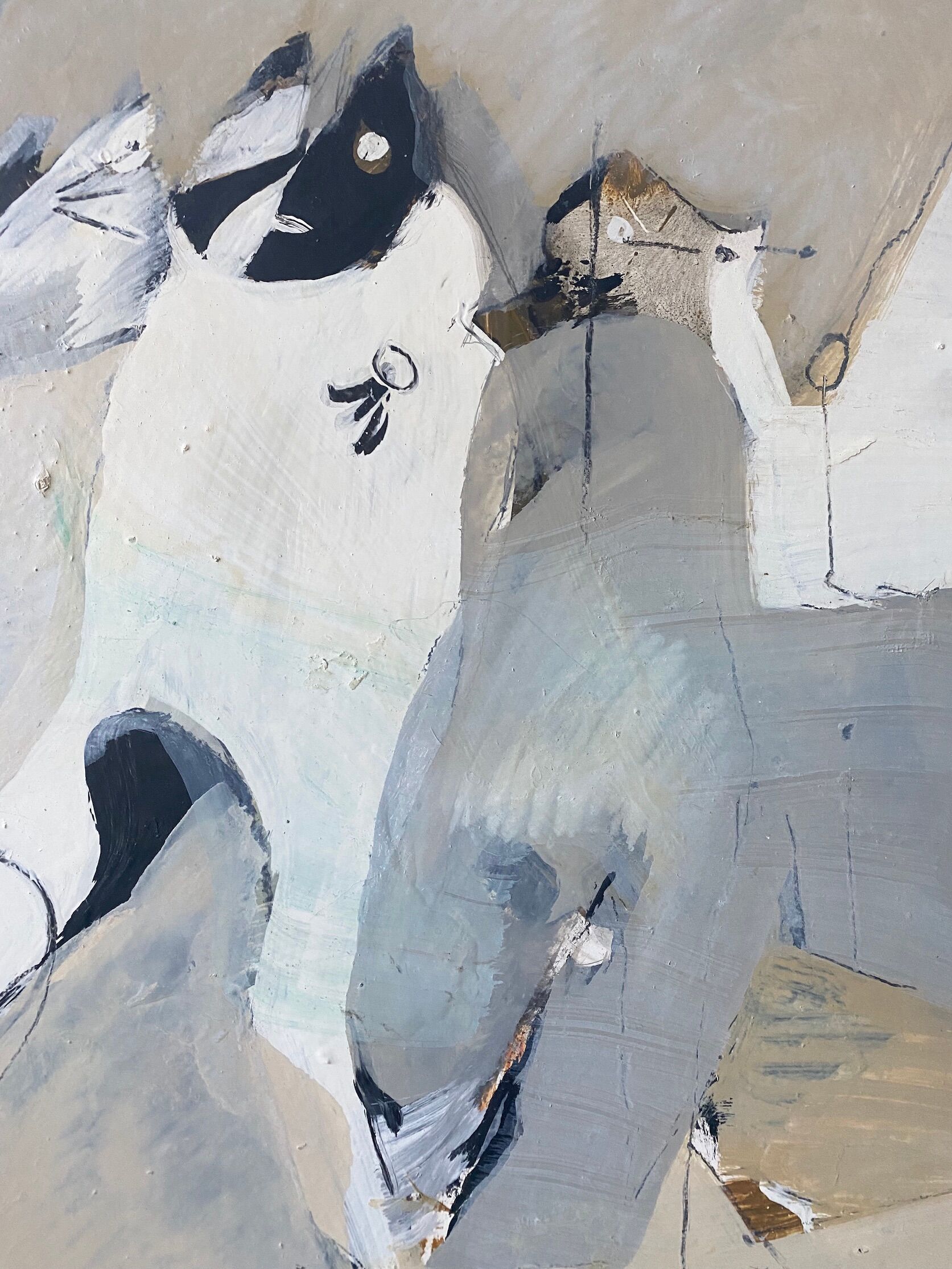 Mid-Century Modern "Flux" Swedish Vintage Abstract Oil Painting, Framed