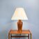 Danish table lamp by Dyrlund, teak with coarse linen, 1970s