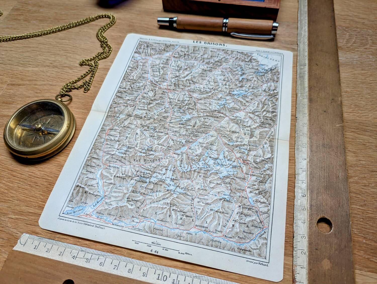 Imprimée en 1844, les Grisons, Suisse.