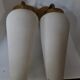Pair of tulips opaline glass and brass appliques