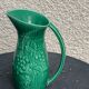 Green enamelled ceramic slurry jug Sarreguemines France
