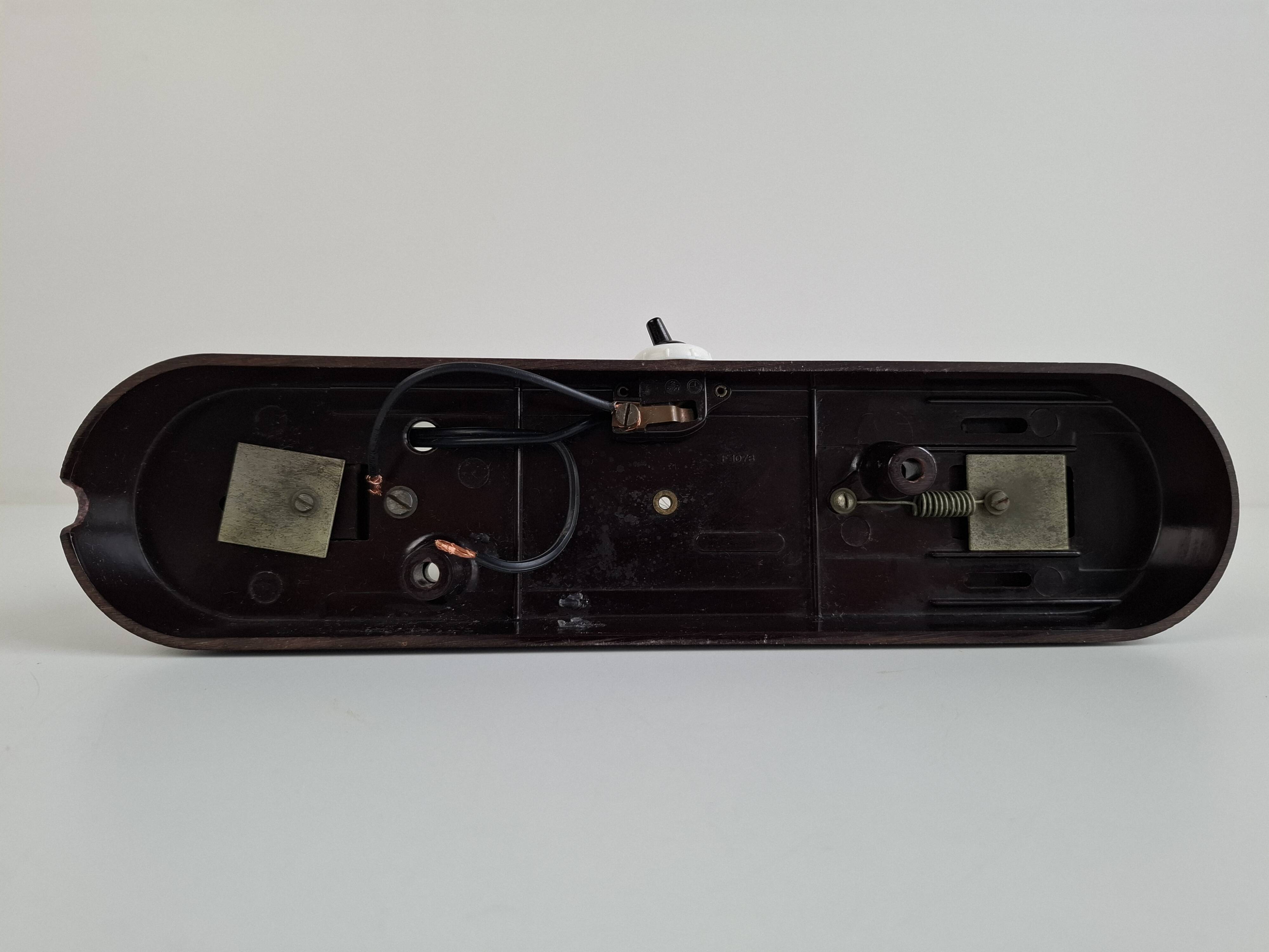 1930s Czechoslovak Art Deco Bakelite Wall Lamp with Frosted Glass