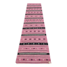 Tapis kilim couloir rose fait main en pure laine