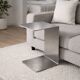 Minimalist Brushed Stainless Steel Side Table, Contemporary Sculptural