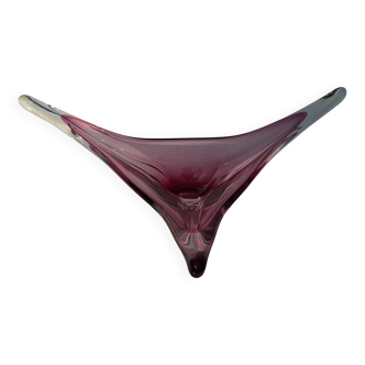 Centre de table triangulaire en verre soufflé