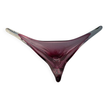Triangular blown glass centerpiece