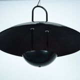 Vintage 1990s Black Pendant Lamp with Glass Top Shade. Italy