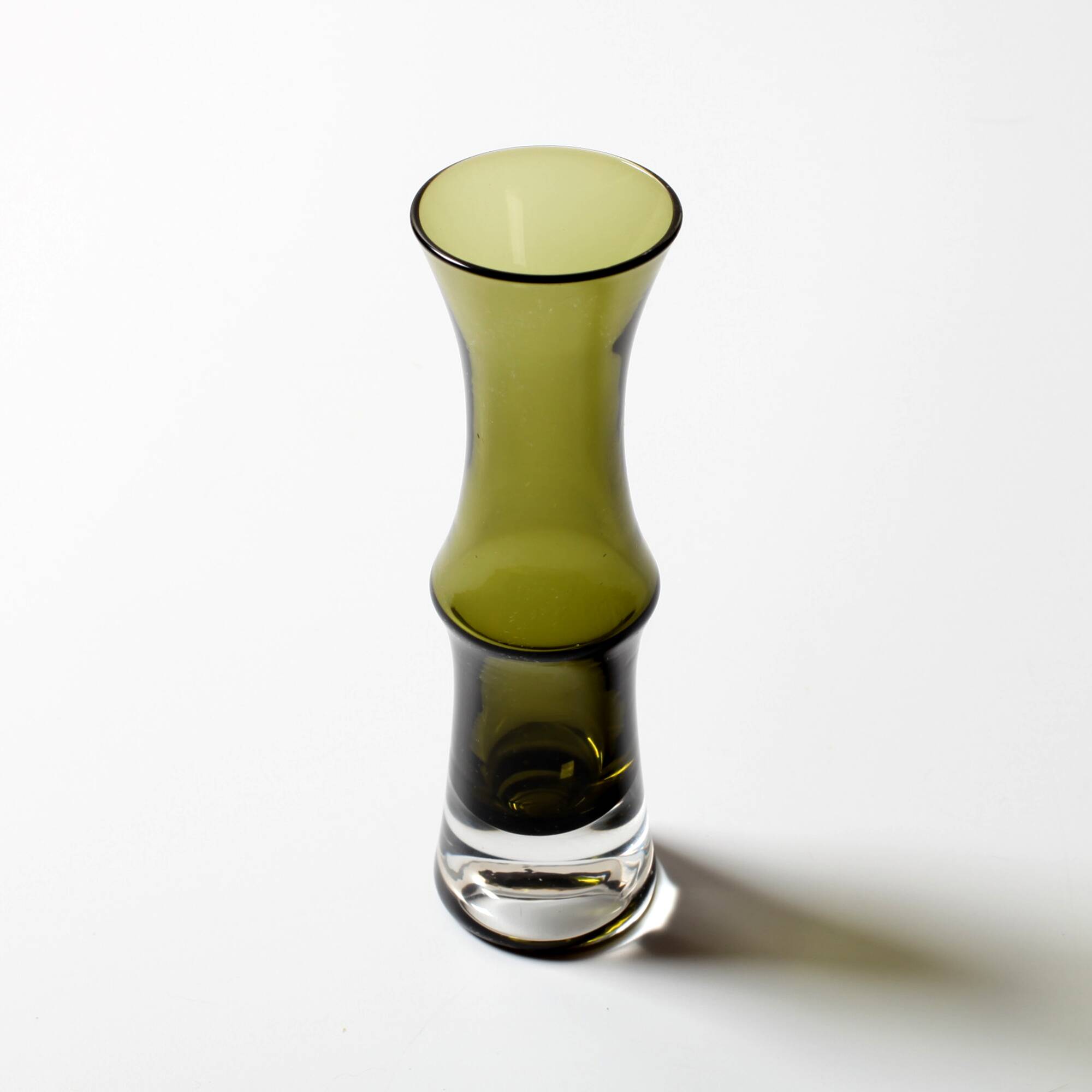 Small Olive Green Glass Vase - Tamara Aladin Riihimäen Lasi Finland 1960s