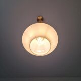 Art deco suspension opaline white and brass