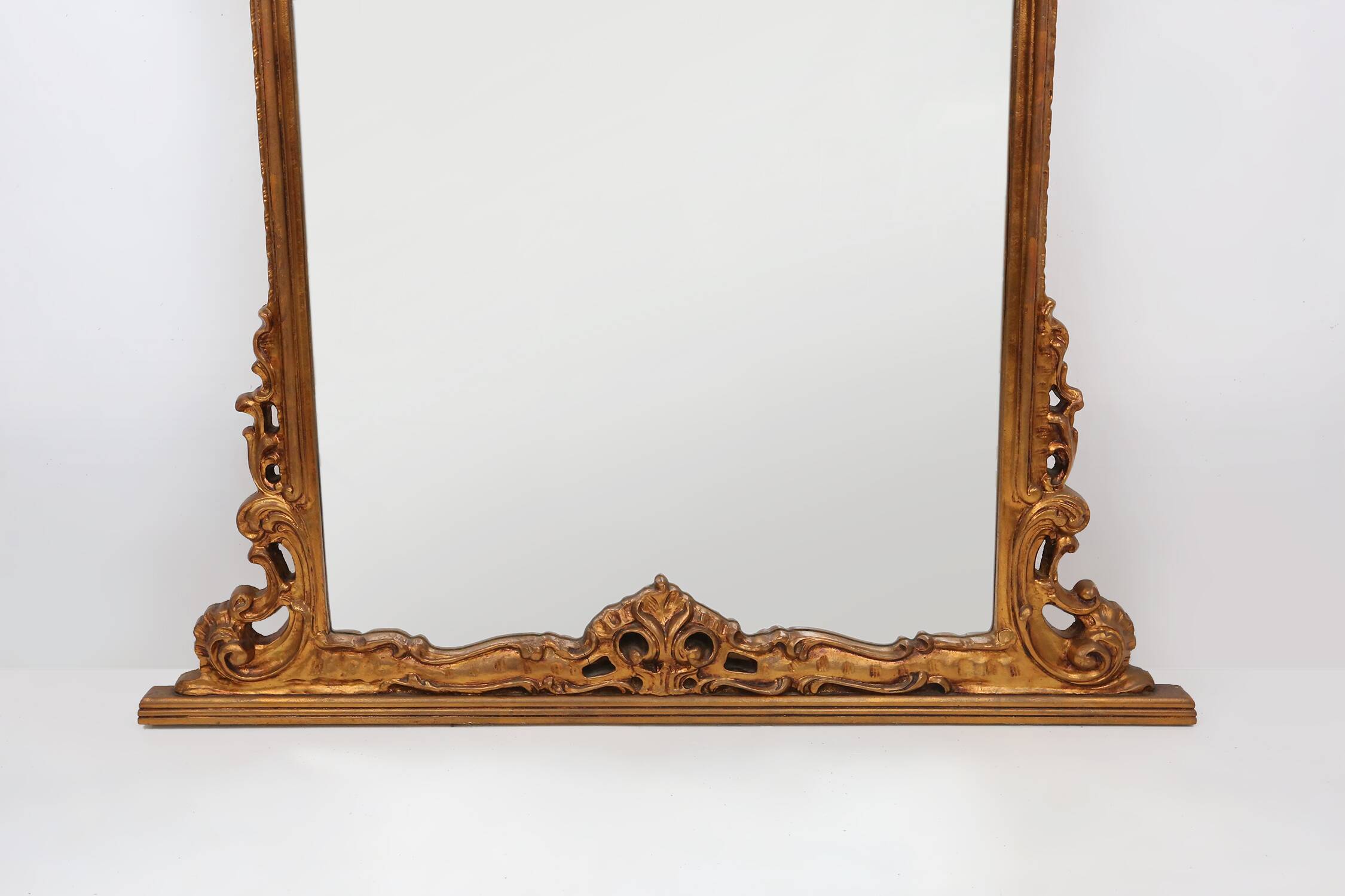 Wood-carved 20th century Louis XV style console mirror, France ca. 1970