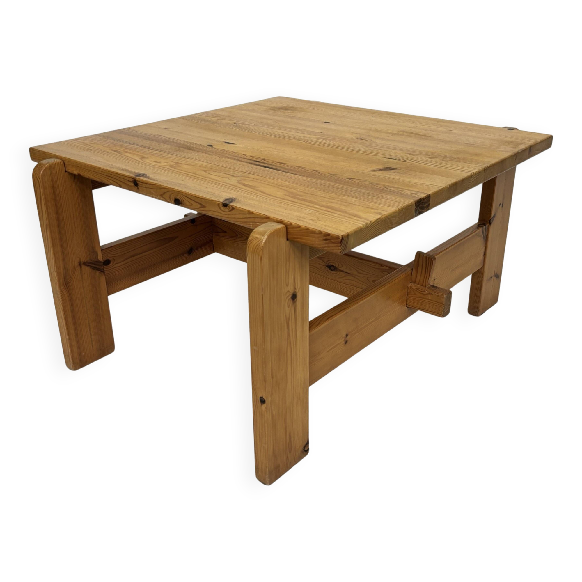 Vintage coffee table pinewood minimalist 1970s design