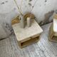 Pair of travertine bedside and rattan palm tree "vivai del sud"