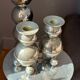Set of 2 chrome Swedish chandeliers, 1960s style.