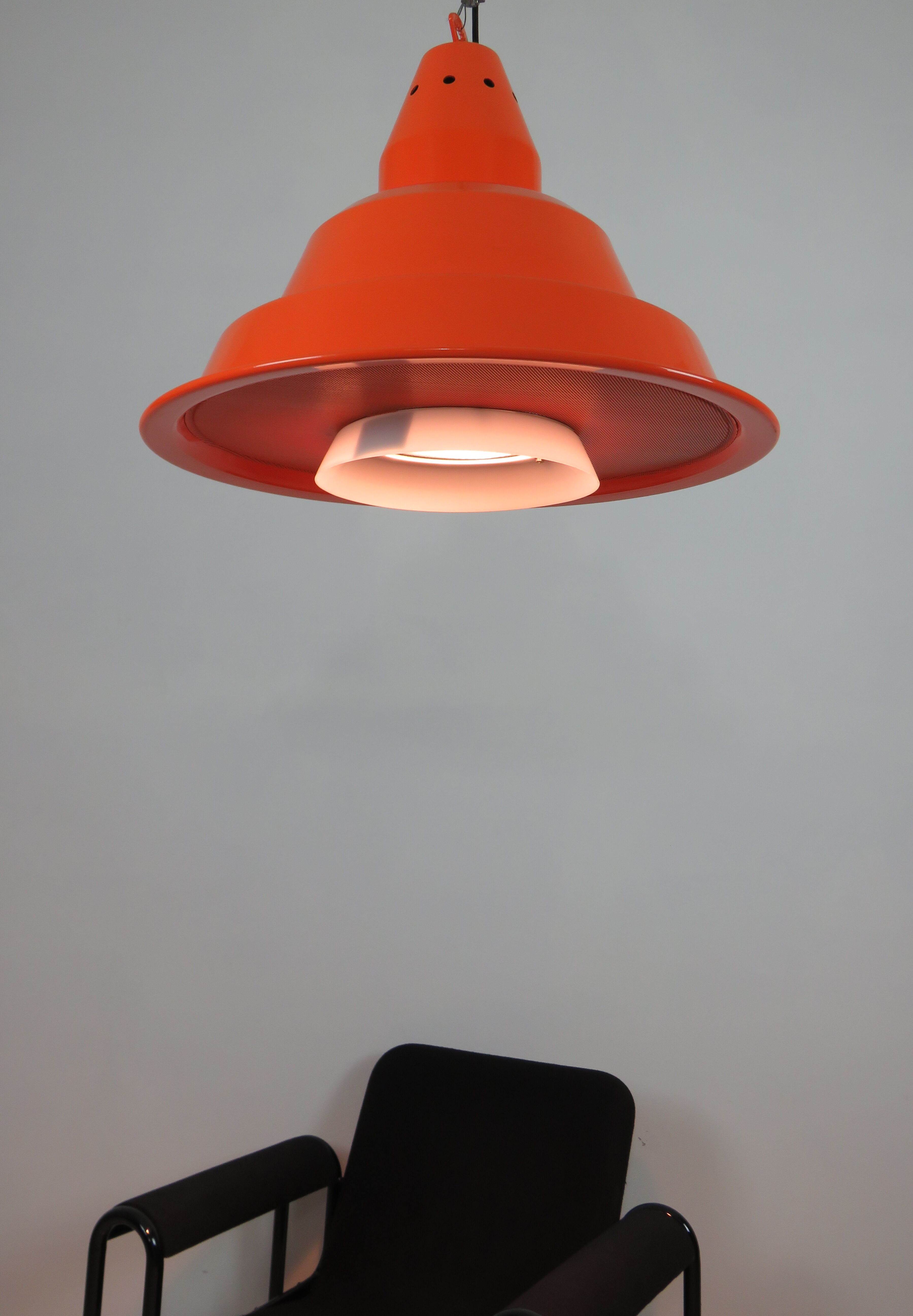 Large orange industrial suspension by Zonca Italy