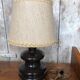 Old Brown Molded Glass Lamp + Beige Lampshade 70's Vintage #A832