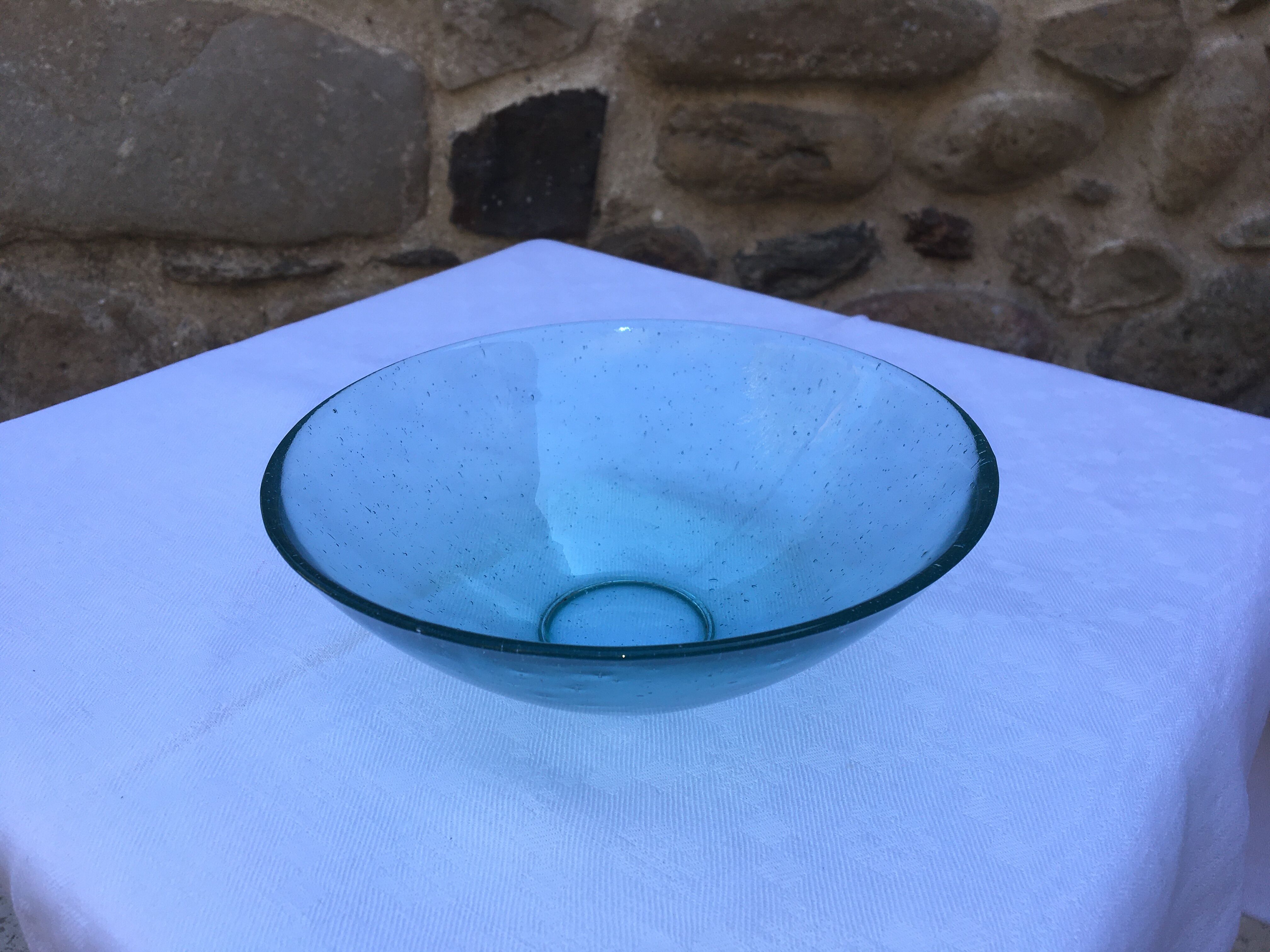 Antique bubbled blown glass salad bowl