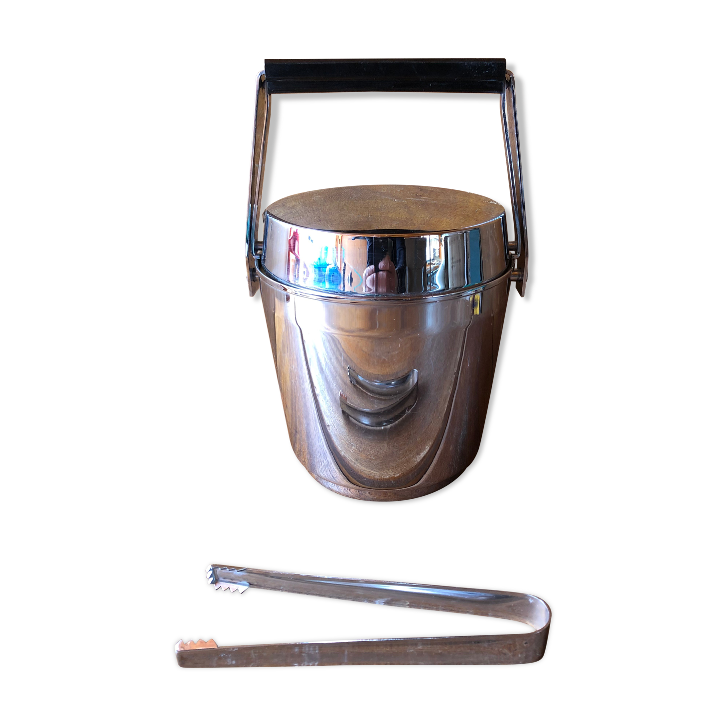 Old seau with glacons elfi with cove & chrome metal clamp