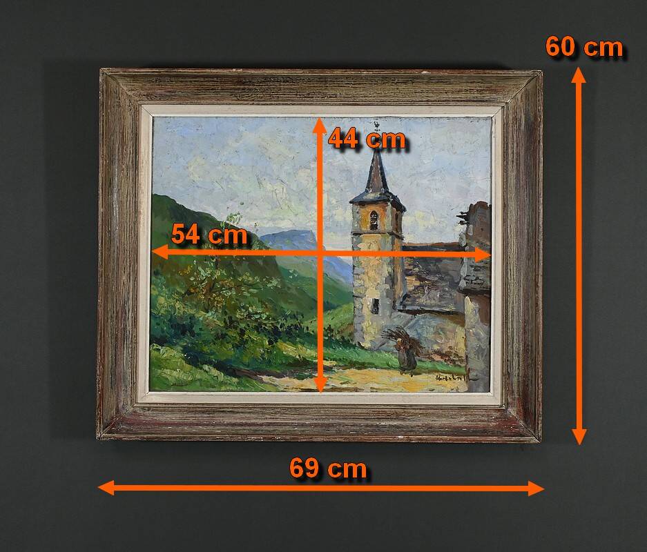 Oil on Canvas "The Bell Tower" – Late 19th Century