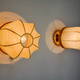 Pair of "cocoon" wall lights, polymer and pine, Italy, 1970