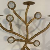 Candelabre en fer forgé et verre XXe