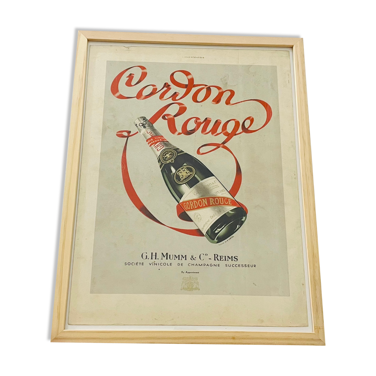 Champagne illustration Cordon Rouge G.H Mumm from 1937 - 30x40cm