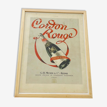 Affiche Champagne Cordon Rouge G.H Mumm de 1937 - 30x40cm