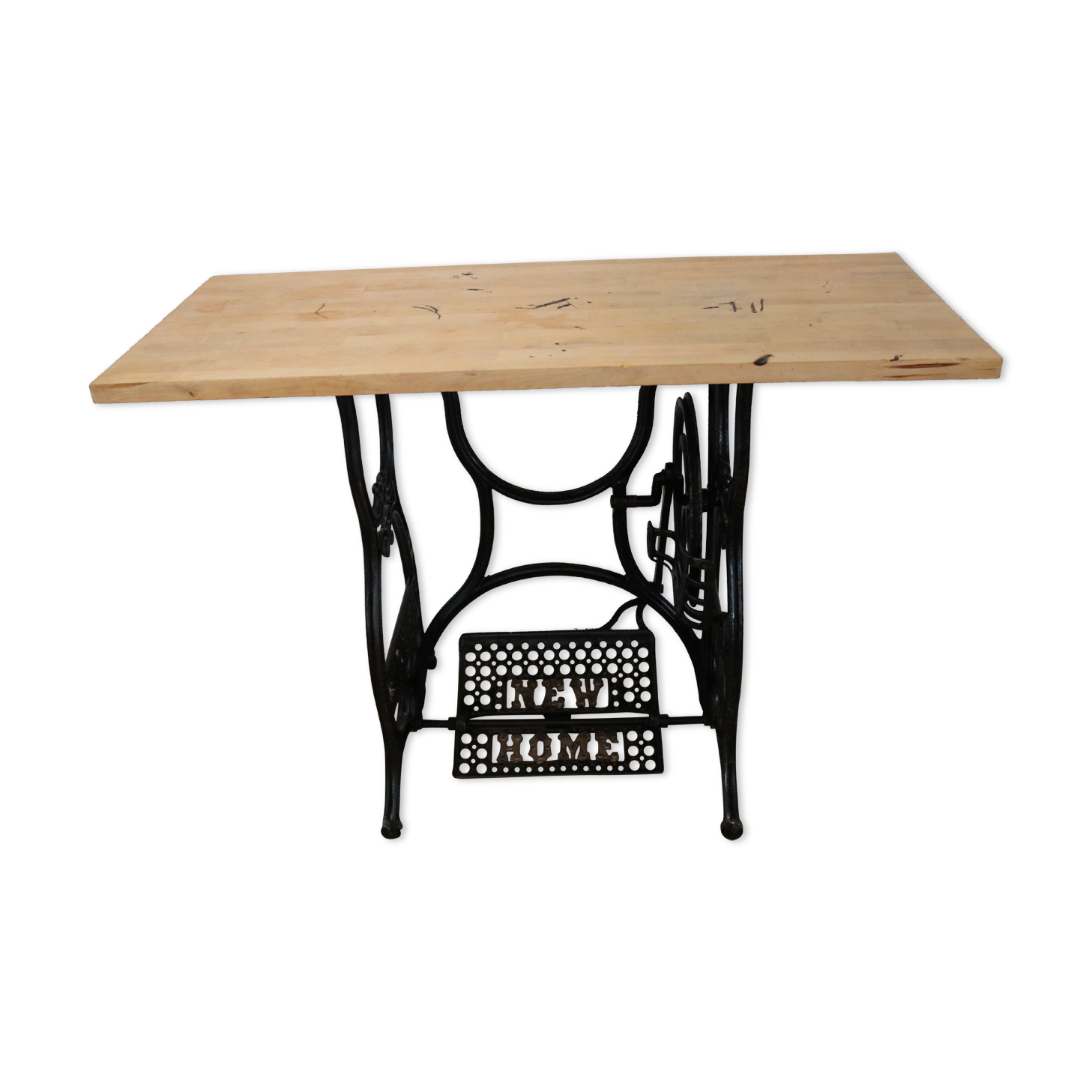 Living room console with sewing machine foot