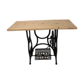 Living room console with sewing machine foot