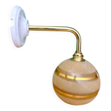 Vintage globe angled wall light in yellow and gold granite glass