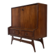 Vintage teak wall cabinet with flap door 1960s design wall unit