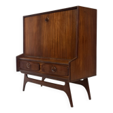 Vintage teak wall cabinet with flap door 1960s design wall unit