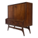 Vintage teak wall cabinet with flap door 1960s design wall unit
