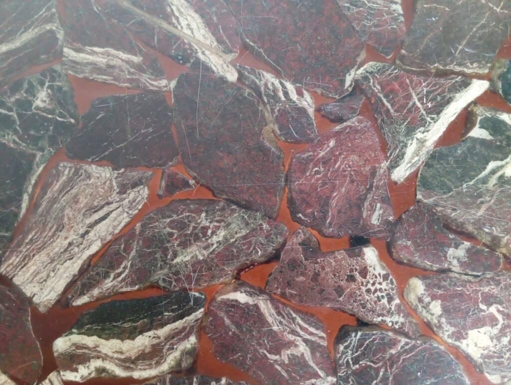 Table basse en pierre naturelle et résine, années 70