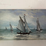 A pair of old paintings on wood.